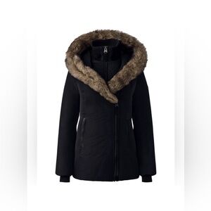 Mackage Black Jacket with Brown Fur Trim